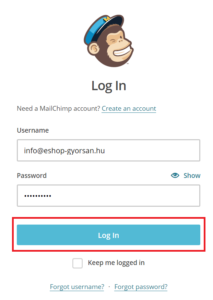 Belépés a MailChimp fiókba